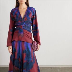 NWT Altuzarra Karavi Printed Crepe Blouse Size 42